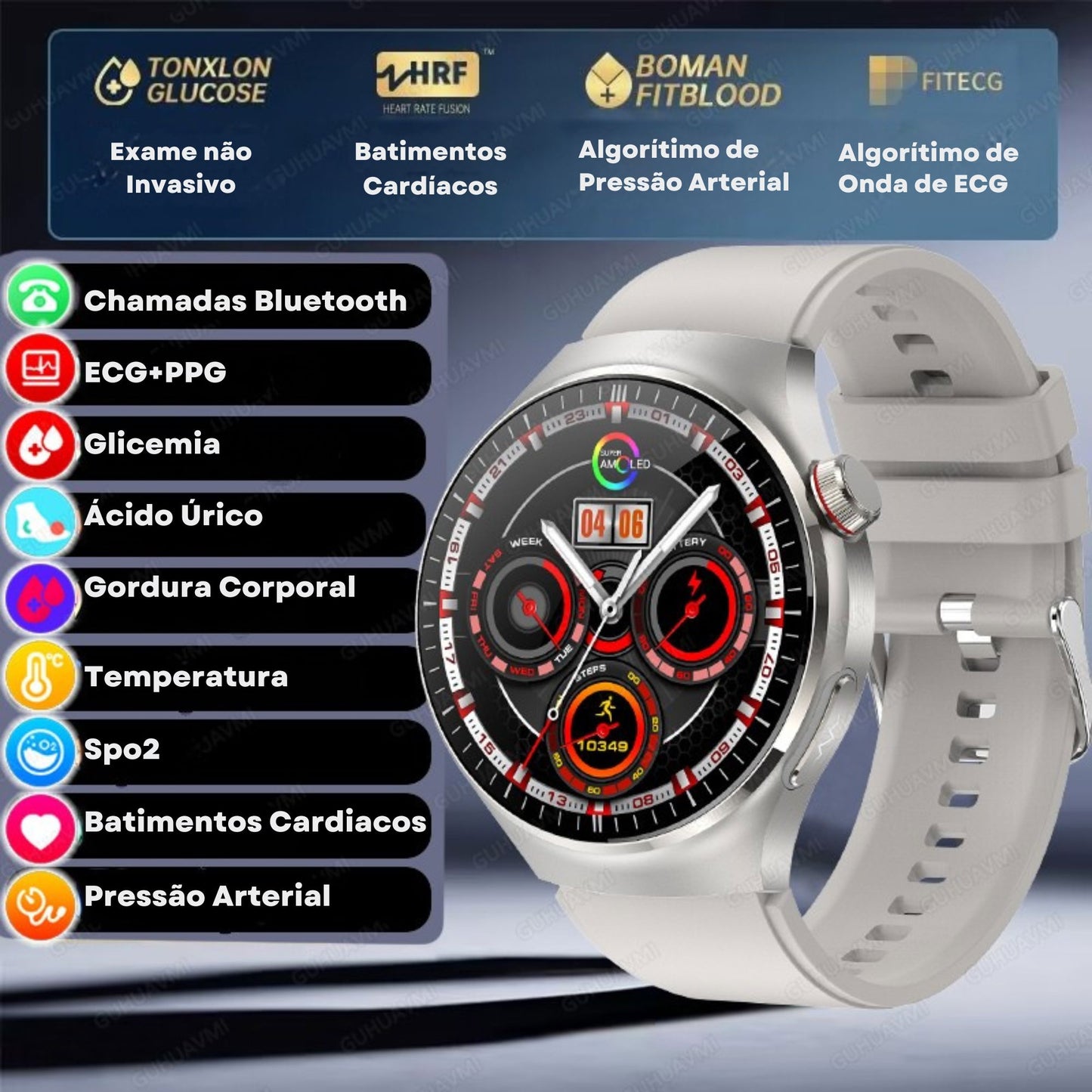 Relógio Smartwatch Feminino - Live Metrics Relógio Smartwatch - Live Metrics Loja da Dryka Prata 