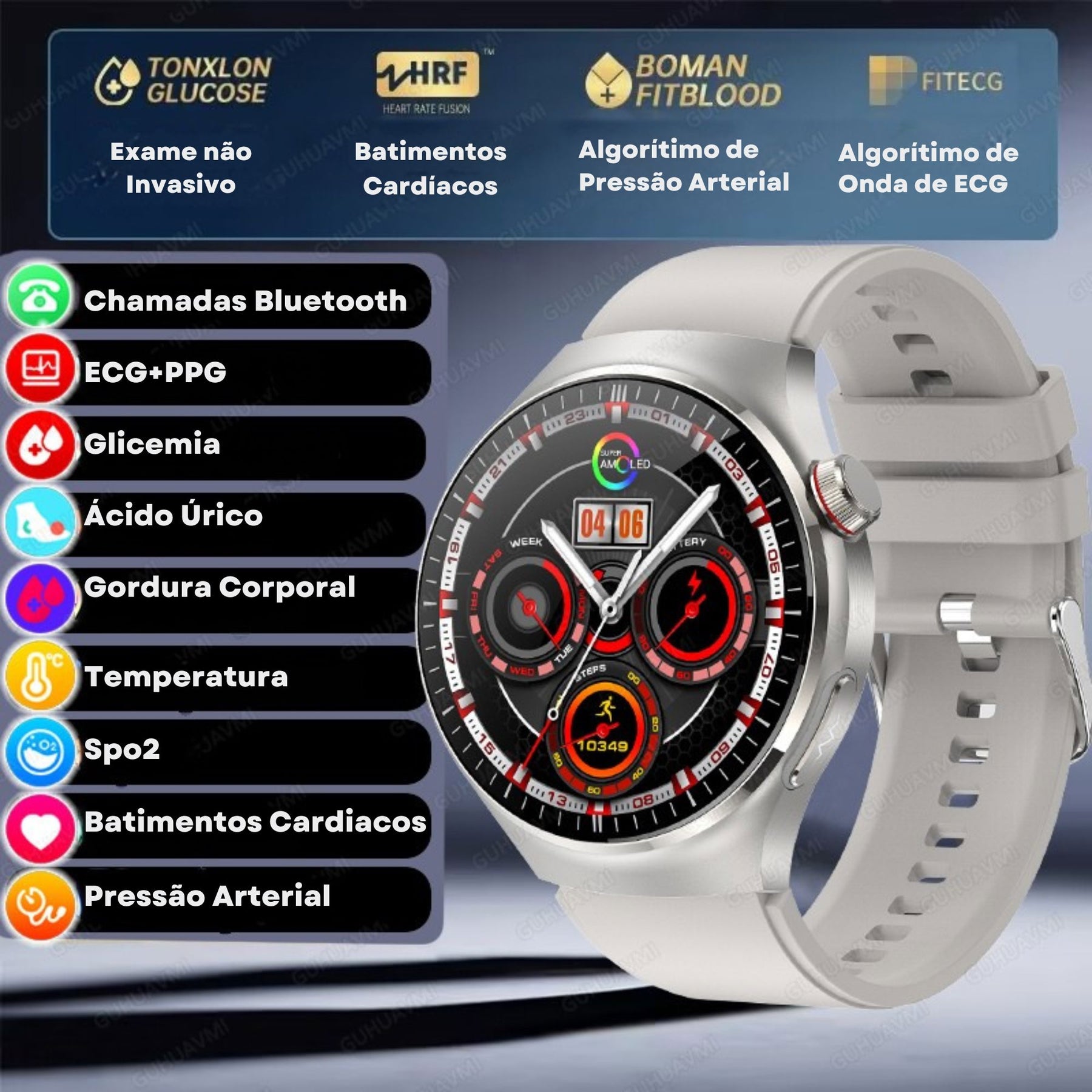 Relógio Smartwatch Feminino - Live Metrics Relógio Smartwatch - Live Metrics Loja da Dryka Prata 