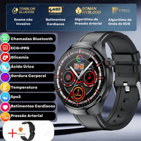 Relógio Smartwatch Feminino - Live Metrics Relógio Smartwatch - Live Metrics Loja da Dryka Preto Couro 