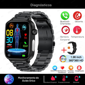 Relógio Smartwatch - Live Metrics Smartwatch Masculino - Live Metrics Loja da Dryka Preto Aço 