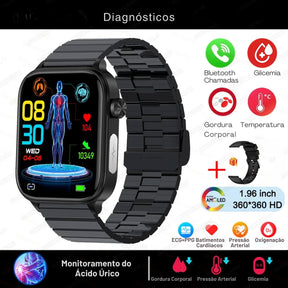 Relógio Smartwatch - Live Metrics Smartwatch Masculino - Live Metrics Loja da Dryka Preto Aço B 