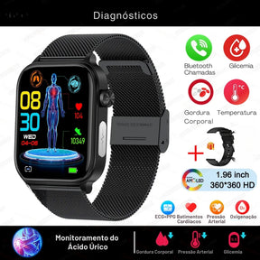 Relógio Smartwatch - Live Metrics Smartwatch Masculino - Live Metrics Loja da Dryka Preto Malha 