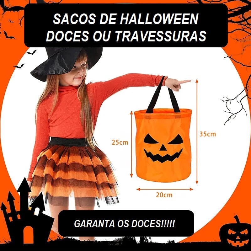 Sacos de Halloween para Crianças - Doces e Aventuras halloween 007 - saco Loja da Dryka 