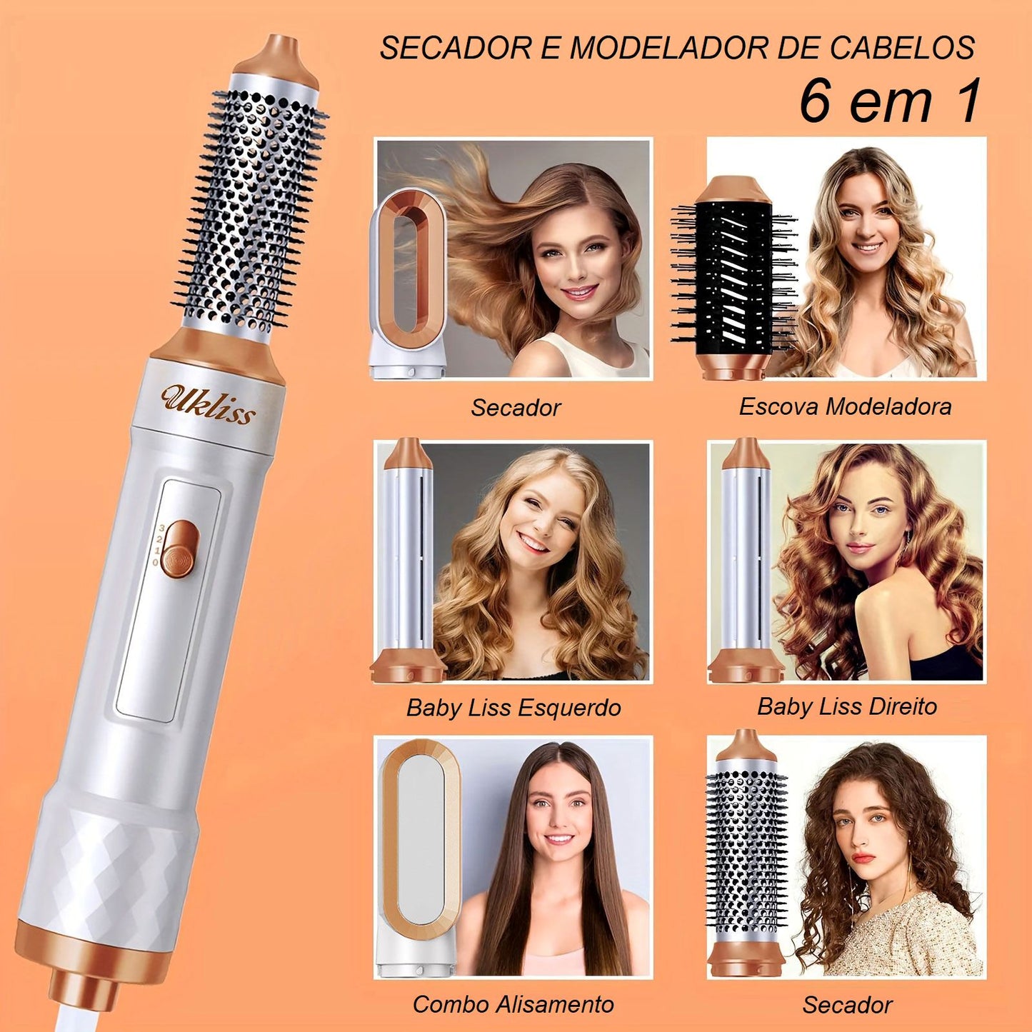 Secador e Modelador de cabelos 6 em 1 - Hair Style Beleza 034 Loja da Dryka 