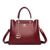 Soft Leather Luxury Handbags Women Bags Designer 3 Layers Shoulder Crossbody Sac Ladies Large Capacity Shopping Messenger Tote Loja da Dryka Burgundy 