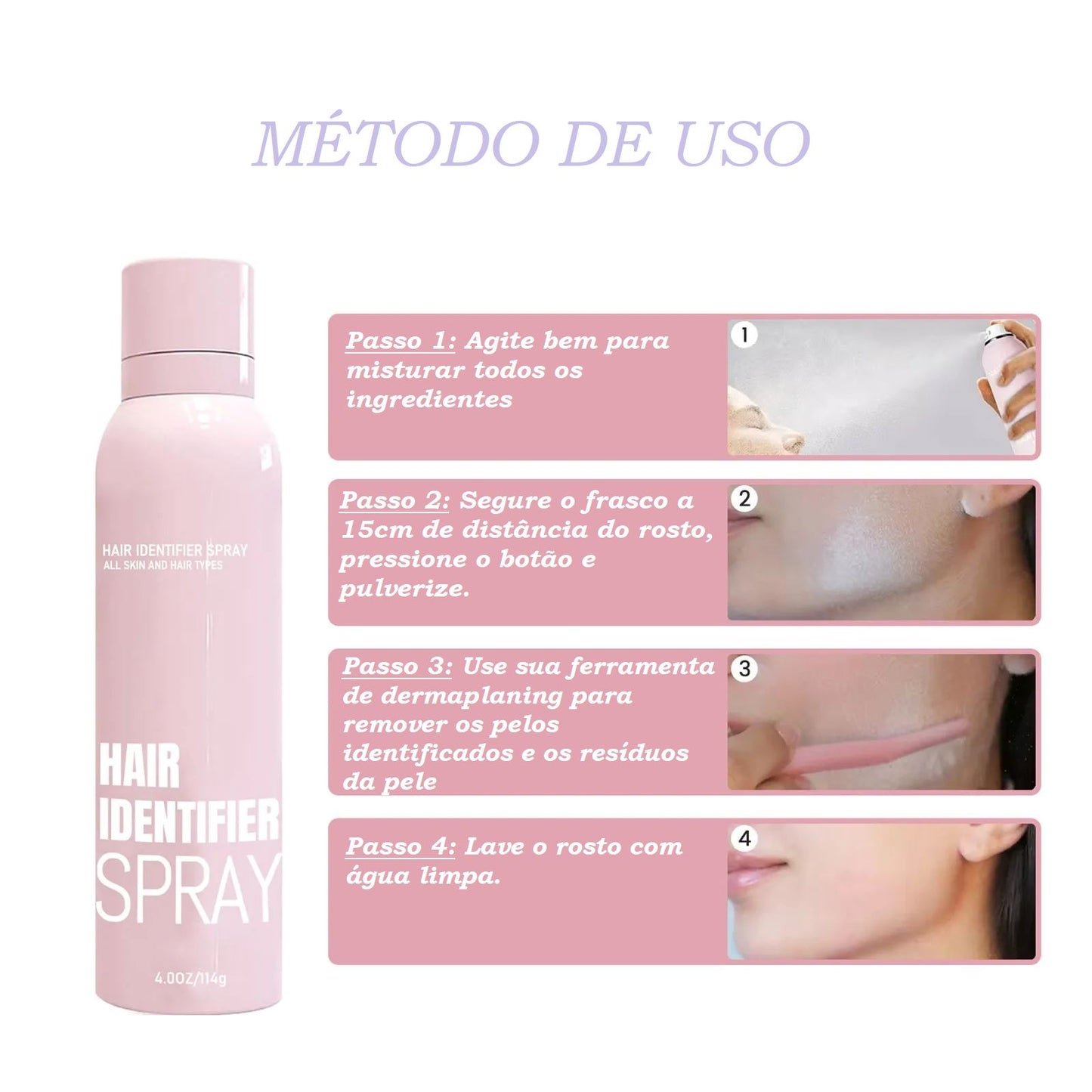 Spray Identificador de Pelos para Dermaplaning bem estar 052 Loja da Dryka 