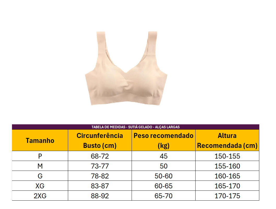 Sutiã Gelado sem Costura - Skin Fit sutia alca larga Loja da Dryka 