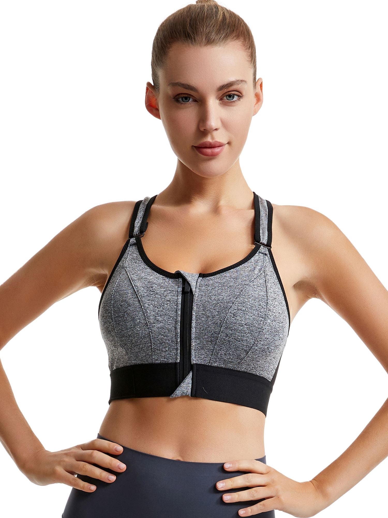 Top Fitness Esportivo Ajustável CROSSOVER - Alto Impacto Esporte 009 lojadadryka Cinza P 