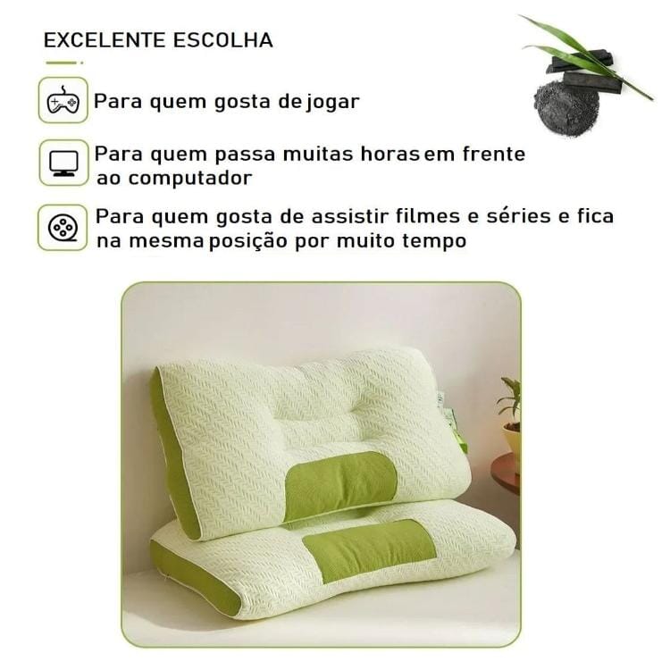 Travesseiro Ortopédico 3D - Carvão de Bambu bem estar 025 Loja da Dryka 