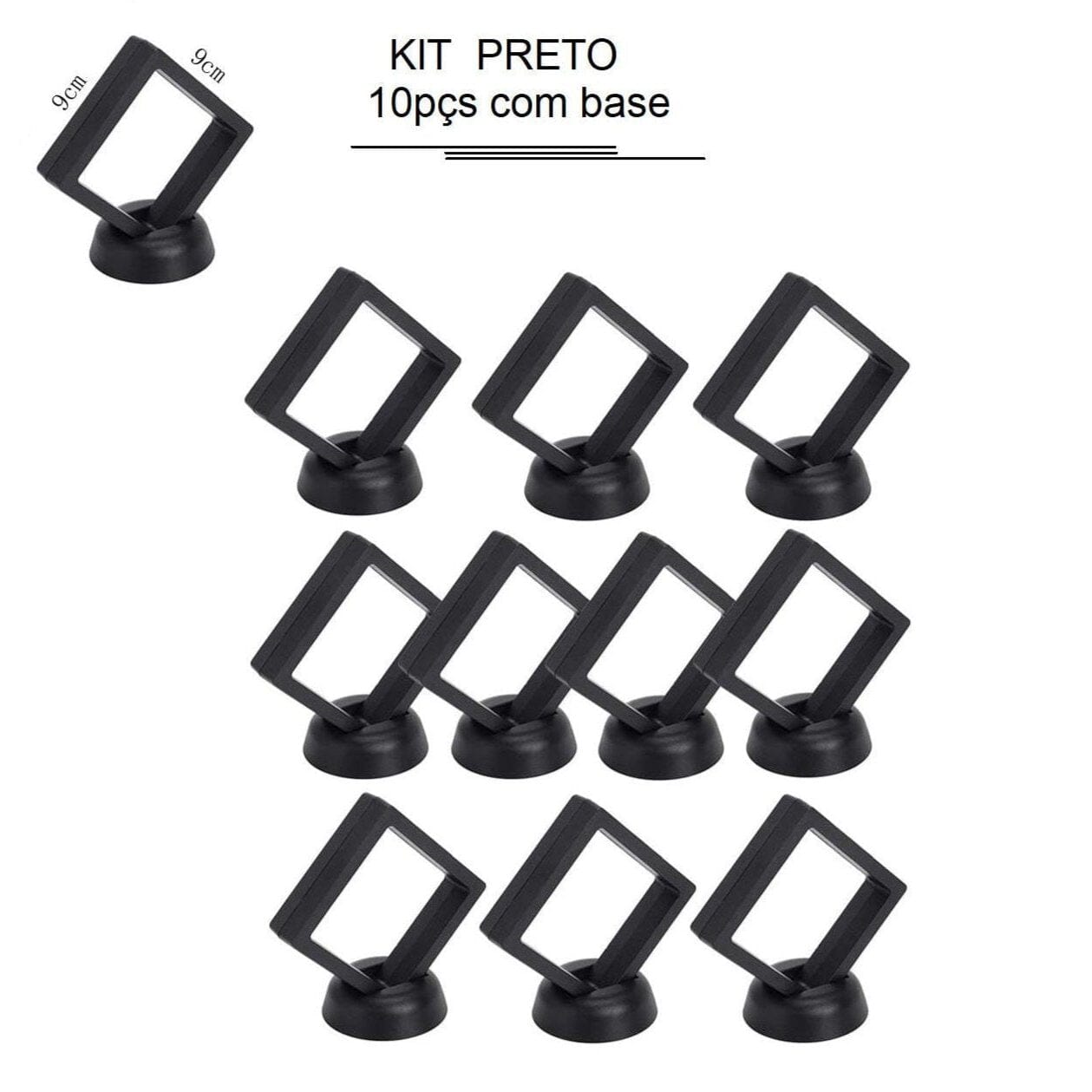 Vitrine Flutuante Suspensa 3D decoração 006 Loja da Dryka Preto - 9cm 