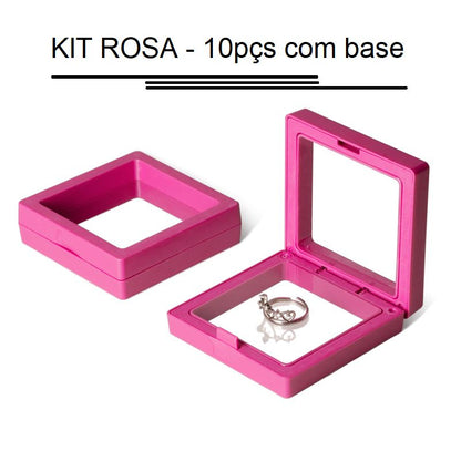 Vitrine Flutuante Suspensa 3D decoração 006 Loja da Dryka Rosa - 9cm 