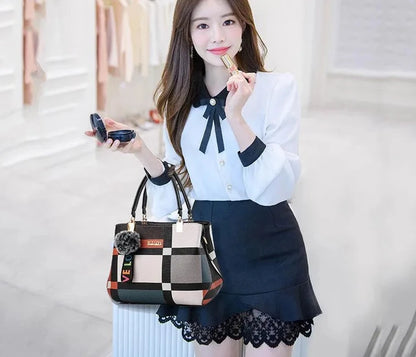 Yogodlns New Luxury Handbag Women Stitching Wild Messenger Bags Designer Brand Plaid Shoulder Bag Female Ladies Totes Loja da Dryka 
