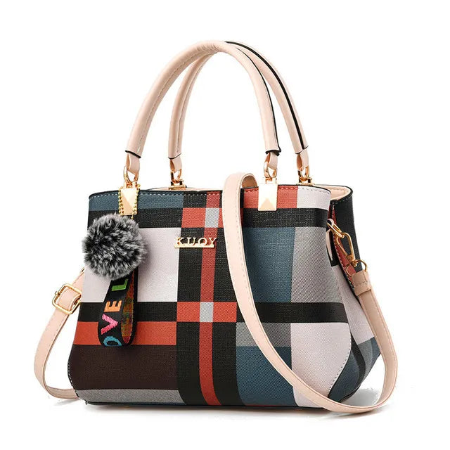 Yogodlns New Luxury Handbag Women Stitching Wild Messenger Bags Designer Brand Plaid Shoulder Bag Female Ladies Totes Loja da Dryka beige 28x15x20cm 