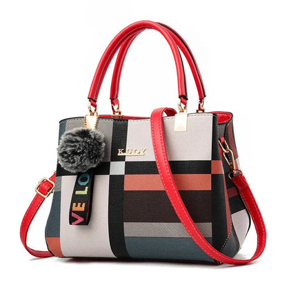 Yogodlns New Luxury Handbag Women Stitching Wild Messenger Bags Designer Brand Plaid Shoulder Bag Female Ladies Totes Loja da Dryka red 28x15x20cm 