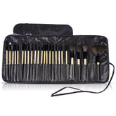 24 Pcs Female Professional Makeup Sets Cosmetics Brushes With Leather Bag Lip Brush Eye Shadow Brush Makeup Tools Loja da Dryka Beige 