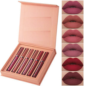 Batom Matte Glamour Handaiyan - Kit com 6 unidades Maquiagem 001 lojadadryka 6 cores intensas 
