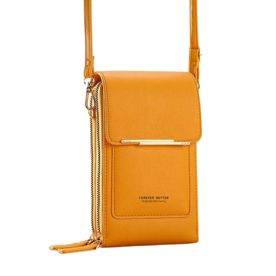 Bolsa de Couro Style 2 em 1 Bolsa 001 lojadadryka Amarela Escuro 11x5x19CM 