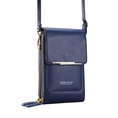 Bolsa de Couro Style 2 em 1 Bolsa 001 lojadadryka Azul escuro 11x5x19CM 