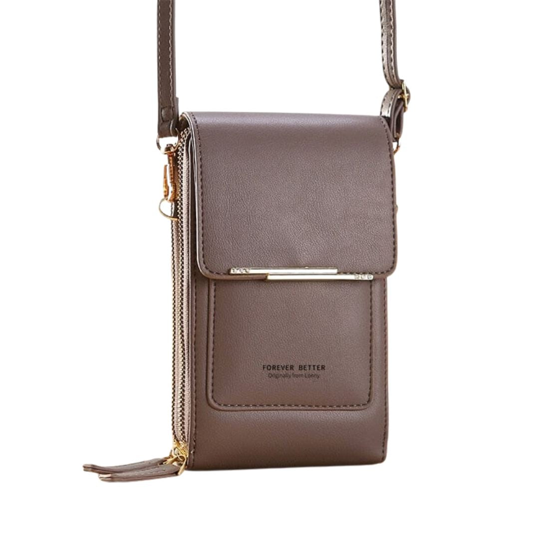 Bolsa de Couro Style 2 em 1 Bolsa 001 lojadadryka Cinza 11x5x19CM 