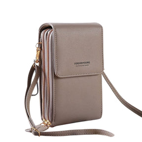 Bolsa de Couro Style 2 em 1 Bolsa 001 lojadadryka Cinza Pastel 11x5x19CM 
