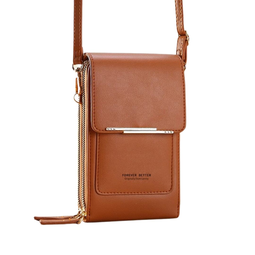 Bolsa de Couro Style 2 em 1 Bolsa 001 lojadadryka Marrom 11x5x19CM 