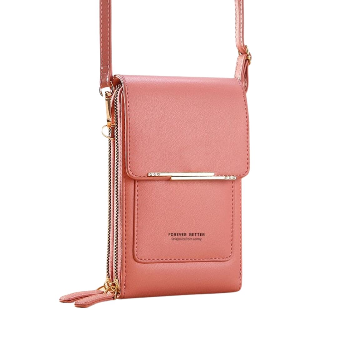Bolsa de Couro Style 2 em 1 Bolsa 001 lojadadryka Rosa 11x5x19CM 