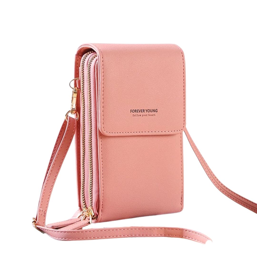 Bolsa de Couro Style 2 em 1 Bolsa 001 lojadadryka Rosa Bebe 11x5x19CM 