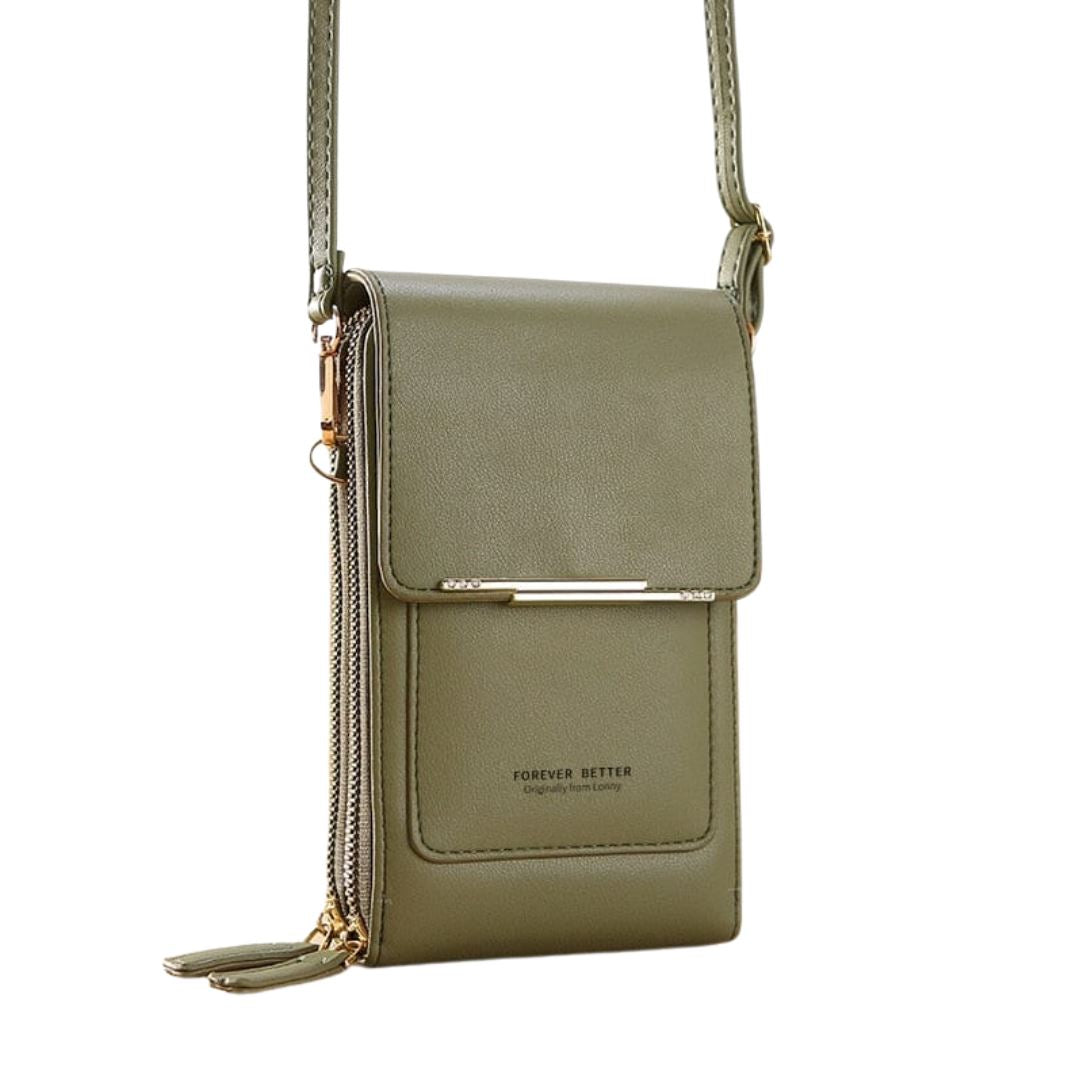 Bolsa de Couro Style 2 em 1 Bolsa 001 lojadadryka Verde 11x5x19CM 