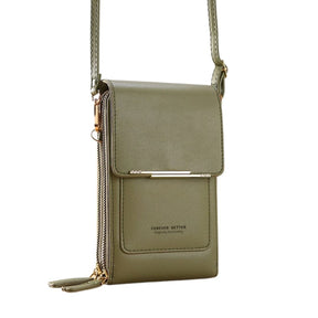 Bolsa de Couro Style 2 em 1 Bolsa 001 lojadadryka Verde 11x5x19CM 