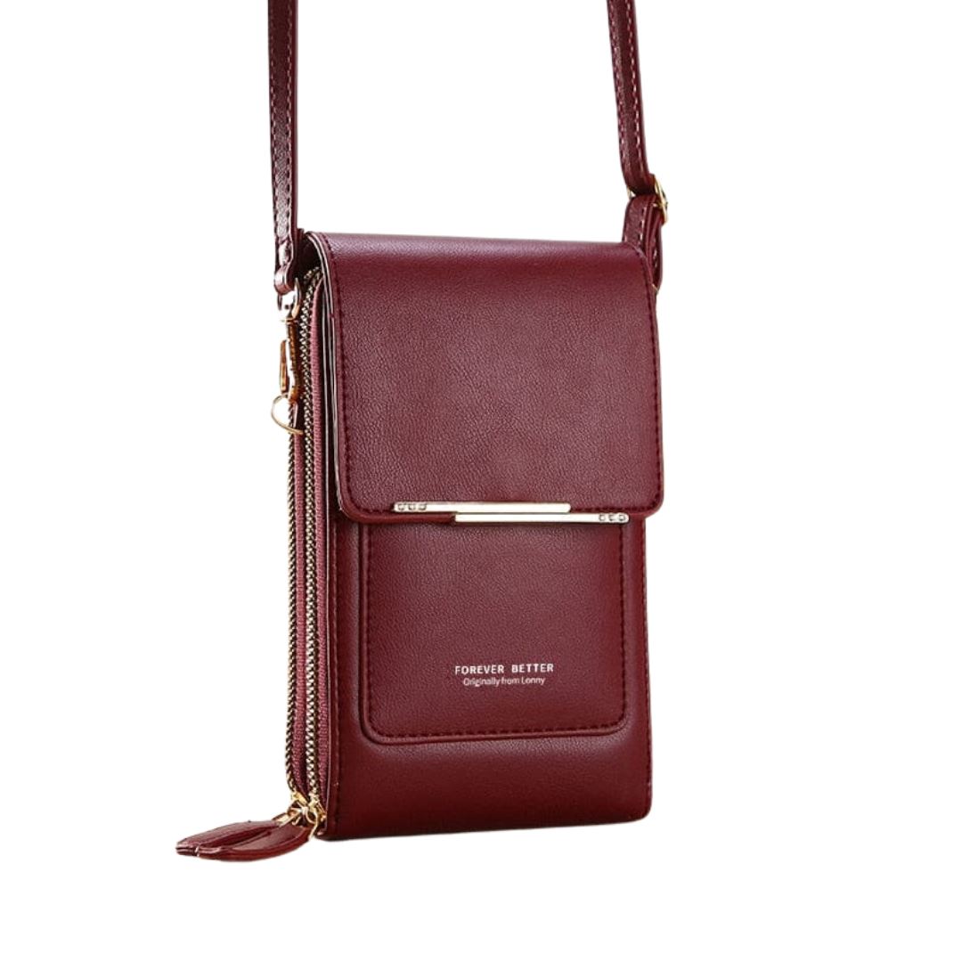 Bolsa de Couro Style 2 em 1 Bolsa 001 lojadadryka Vinho 11x5x19CM 