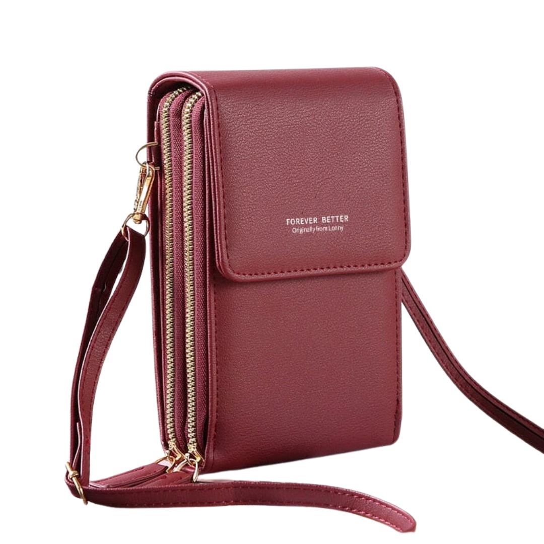Bolsa de Couro Style 2 em 1 Bolsa 001 lojadadryka Vinho Claro 11x5x19CM 