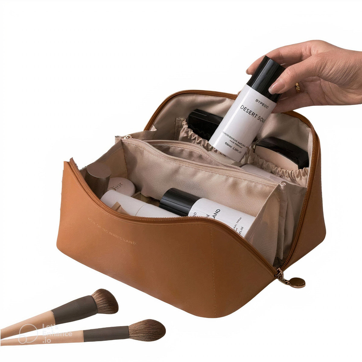 Bolsa Organizadora para Maquiagem Fashion Bolsa para maquiagem 001 lojadadryka Café 