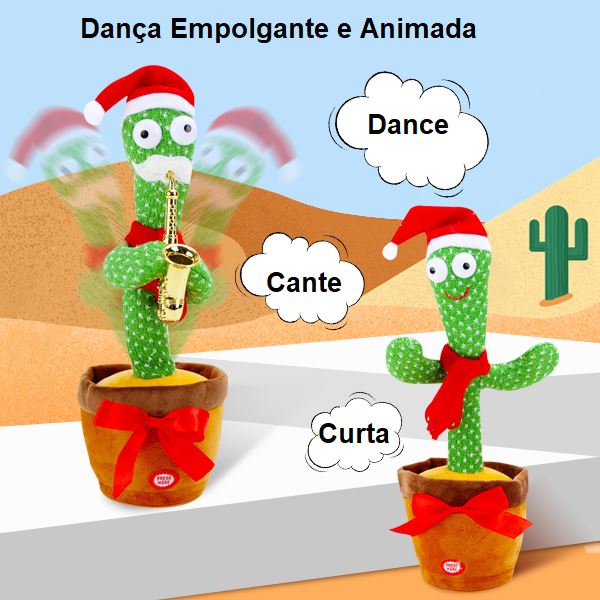 Cacto Dançante e Falante - Toca Músicas e Repete Fala brinquedo 005 lojadadryka 