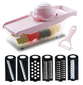 Fatiador De Legumes Multifuncional 6 em 1 - Profissional Cozinha 003 lojadadryka Pink color with box 