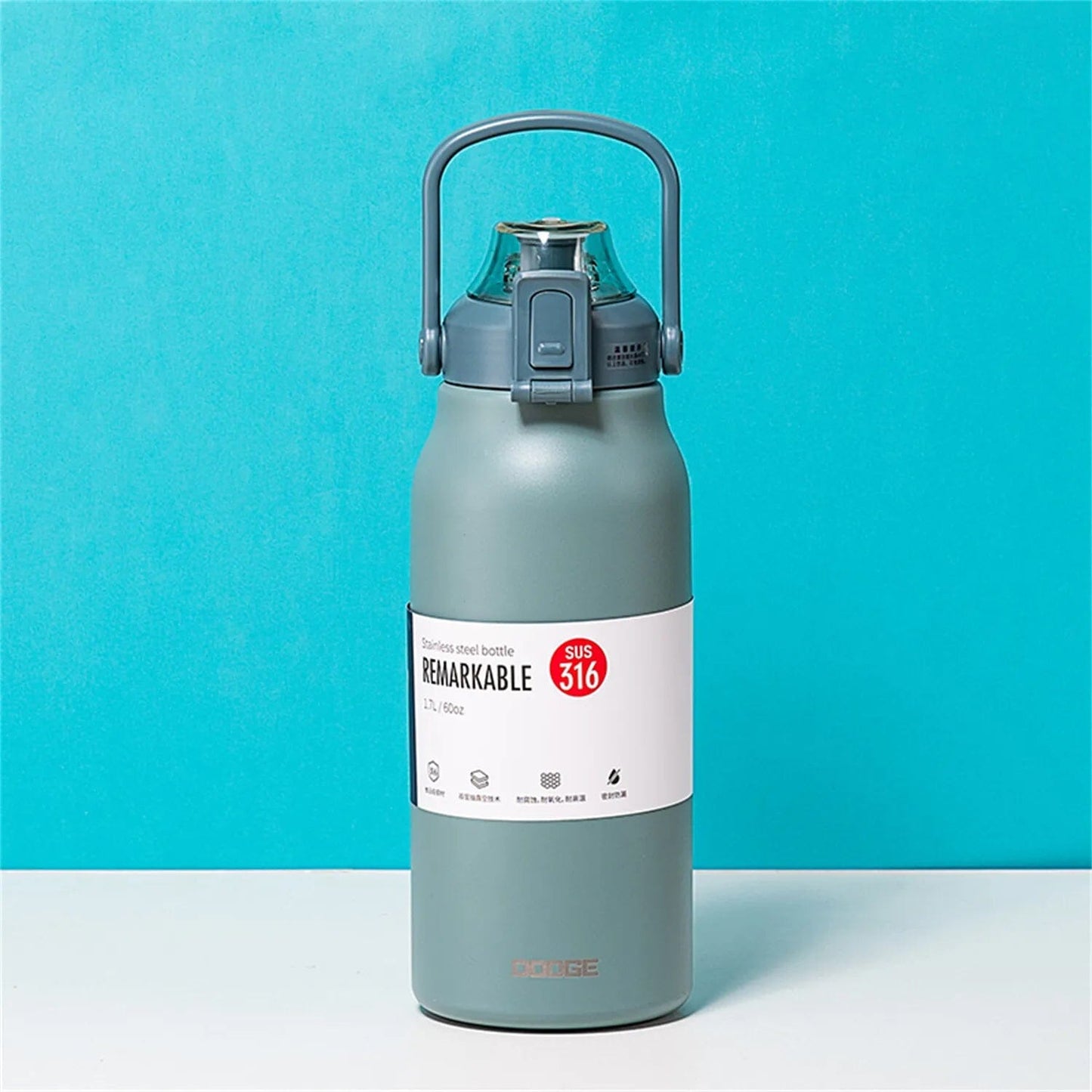 Garrafa Térmica Portátil em Aço Inoxidável 316 Loja da Dryka cyan 1300ml 