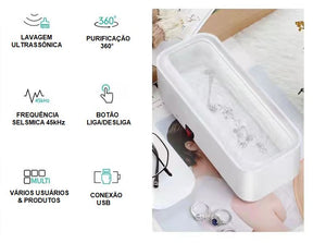 Limpador Ultrassônico Multifuncional para Óculos, Relógio e Jóias limpador 001 lojadadryka 