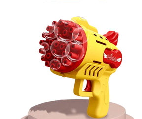 Pistola Lança Bolhas de Sabão - BUBLLE GUN brinquedo 004 lojadadryka 29 buracos - amarelo 