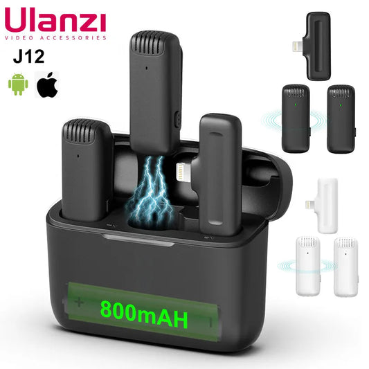 Ulanzi J12 Portable Wireless 20M Lavalier Microphone Transmitter and Receiver Clip Lable Audio Video Mic with Type-C Lightning Loja da Dryka 