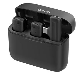 Ulanzi J12 Portable Wireless 20M Lavalier Microphone Transmitter and Receiver Clip Lable Audio Video Mic with Type-C Lightning Loja da Dryka Black For Android China 