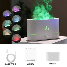 Umidificador e Difusor de Aromaterapia 2 em 1 com Luz Noturna Umidificador 001 lojadadryka Branco - Névoa 7 cores 